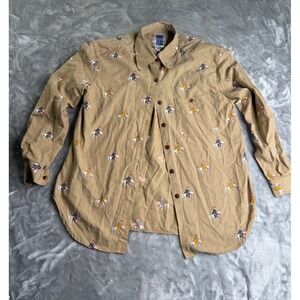 C'est City Women's Button-Up S Tan All-over Equestrian Print